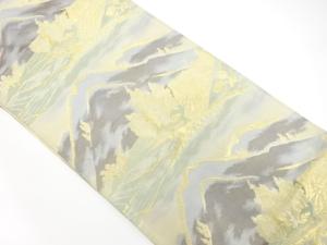 アンティーク　山並に樹木模様織り出し袋帯（材料）